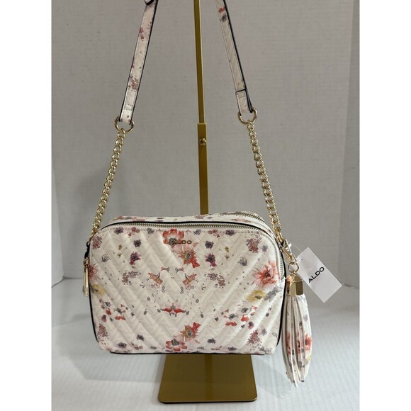 Aldo Crossbody Floral Vibrant Pattern Quilted Bag, Gold-Tone Hardware New W/Tag - Picture 3 of 16